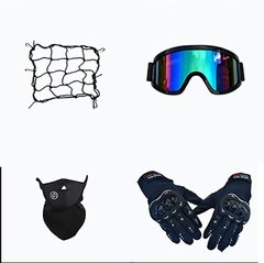 Комплект из 4 предметов: внедорожный шлем, защитные очки, лыжная маска, жесткие перчатки,сетка-карман для шлем