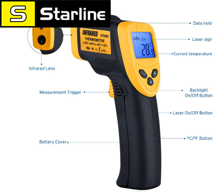 Пирометр инфракрасный с лазерным указателем DT-8380 режим измерения -50~380℃ ( 12:1 )