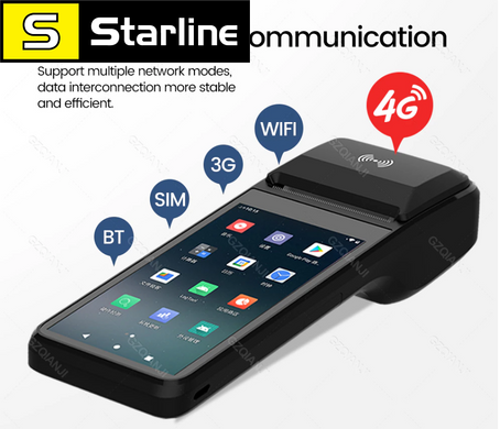 4G Android 11 POS PDA Terminal Портативний термочоковий 58-міліметровий комерційний принтер All In One Point