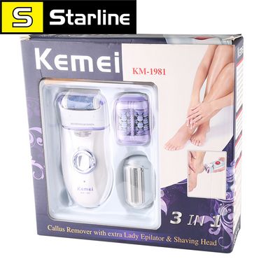 Прибор 3 в 1 Kemei KEMEI Электрический эпилятор Kemei 3in1 для женщин, бритва для удаления волос на ногах, теле, триммер для лица, женский бикини, эпилятор для лица, перезаряжаемый