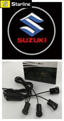 Лазерна підсвітка дверей із логотипом авто SUZUKI. Проєктор логотипа під машину комплект 2 шт.