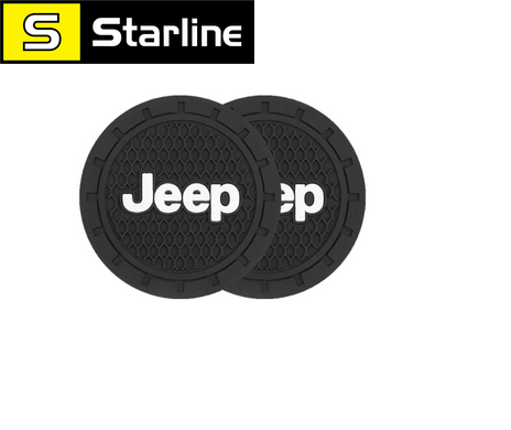 Нескользящий силиконовый коврик в подстаканник с логотипом JEEP комплект 2 штуки