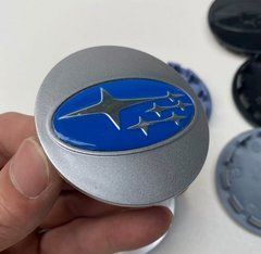 Ковпачки (заглушки) в диски SUBARU 60 мм 4 шт./компл Срібло із синім