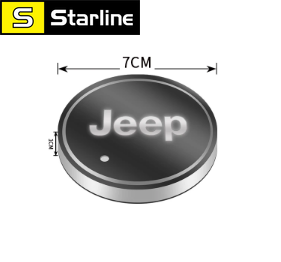 Підсвітка підсклянника в авто RGB з логотипом автомобіля JEEP комплект 2 штуки