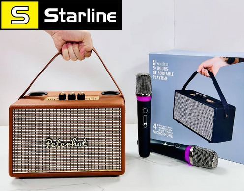 Ретро-колонка Marshall M72 с Bluetooth плюс 2 вокальные микрофона в комплекте Коричневый