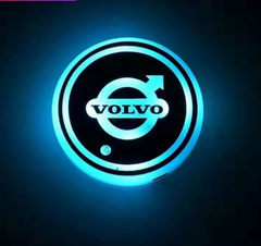 Подсветка подстаканника в авто RGB с логотипом автомобиля VOLVOкомплект 2 штуки