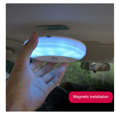 Сенсорный Плафон Светильник для салона авто + магнитное крепление, цвет свечения белый + голубой + USB зарядка