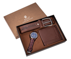 Мужской подарочный набор кошелек портмоне часы ремень