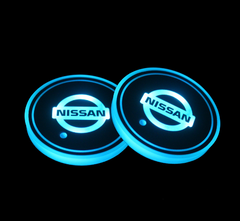 Подсветка подстаканника в авто RGB с логотипом автомобиля NISSAN комплект 2 штуки