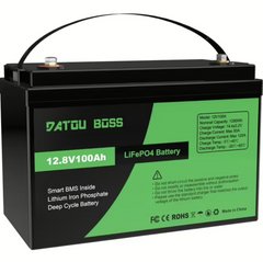 Акумулятор DATOUBOSS 12V 100Ah LiFePO4, 100A BMS, 8000 циклів, глибокий цикл, для інвертора, сонячна батарея