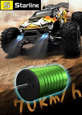 Машинка на радіокеруванні 16102 PRO 1:16 &mdash; безщітковий монстр-трак 4WD до 80 км/год у комплекті 2 акумулятори