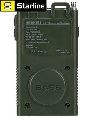Мультифункціональний радіоприймач RETEKESS TR111 з акумулятором Радіо FM AM SW VHF WB / LED-дисплей / MP3 / TF / Bluetooth