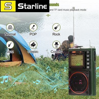 Мультифункціональний радіоприймач RETEKESS TR111 з акумулятором Радіо FM AM SW VHF WB / LED-дисплей / MP3 / TF / Bluetooth