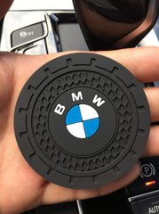 Нескользящий силиконовый коврик в подстаканник с логотипом BMW комплект 2 штуки