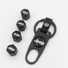 Ковпачки на ніпель металеві з логотипом автомобіля JEEP + брелок в подарунок! Колір чорний