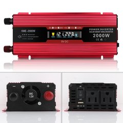 Преобразователь тока 2000W, инвертор KME 24V - 220V 2000W LCD дисплей USB Red модифицированный инвертор
