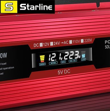 Перетворювач струму 2000W, інвертор KME 24V &mdash; 220 V 2000 W LCD-дисплей USB Red модифікований інвертор