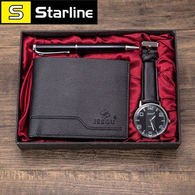 Мужской подарочный набор кошелек портмоне часы ручка