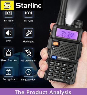 Рация Baofeng Walkie Talkie UV-5R 8W двухдиапазонная радиостанция VHF UHF FM портативный трансивер для охоты 16 км