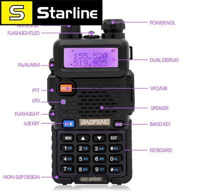 Рация Baofeng Walkie Talkie UV-5R 8W двухдиапазонная радиостанция VHF UHF FM портативный трансивер для охоты 16 км