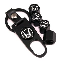 Колпачки на ниппель металлические с логотипом автомобиля HONDA+ брелок в подарок! Цвет черный