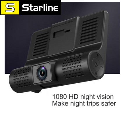 Видеорегистратор DVR L319B на 3 камеры, автомобильный видеорегистратор с Full HD дисплеем 4 дюйма