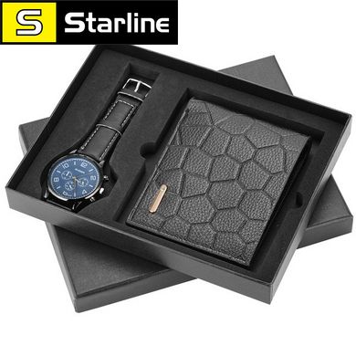 Подарунковий набір, гаманець + крутий кварцовий годинник із ремінцем, наручний годинник