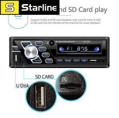 Автомагнітола 12 В AUX FM USB TF-карта кольорові кнопки OLED 1Din MP3-плеєр Bluetooth 4.2 гучний зв'язок + пульт на кермо