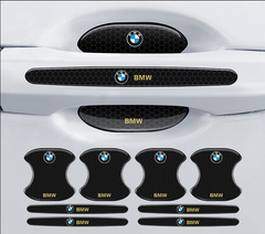 Набор карбоновых силиконовых накладок для автомобиля 8 шт, защитные накладки под и на ручки силикон BMW