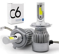Автомобільні світлодіодні лід LED-лампи HeadLight C6 72 Вт 7600 LM 6500 К 12 V COB Цоколь H4