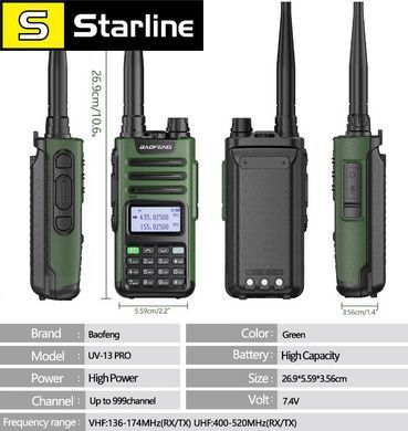 Рація BaoFeng UV-13 PRO V2, 10 Вт, Дводіапазонна, роз'єм usb-c, дальність 30 км &mdash; 15 днів Жовтогаряча