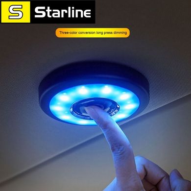 Світильник салону авто + магнітне кріплення, колір світіння: білий-синій + USB зарядка світлодіодний світильник