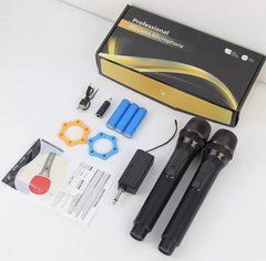 Бездротові професійні вокальні мікрофони UHF караоке система на два мікрофони Чорний