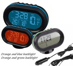 4 в1 цифровий автомобільний термометр годинник 12V24V Вольтметр вимірювач температури VST 7009V синій-червоний
