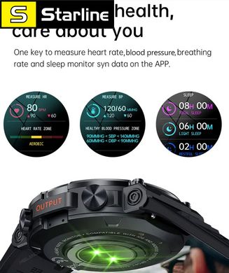 Смарт-годинник фітнес-трекер монітор серця 400 мА·год для Android IOS K56 ХАКИ