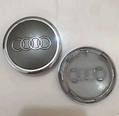 Колпачки (заглушки) в диски Audi 58 мм 4 шт/компл Серый Серебристый край 69мм