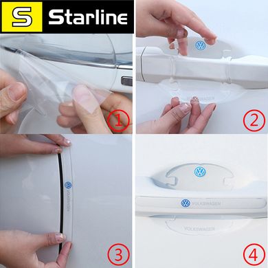Набор прозрачных силиконовых накладок для автомобиля 8 шт, защитные накладки под и на ручки силикон AUDI
