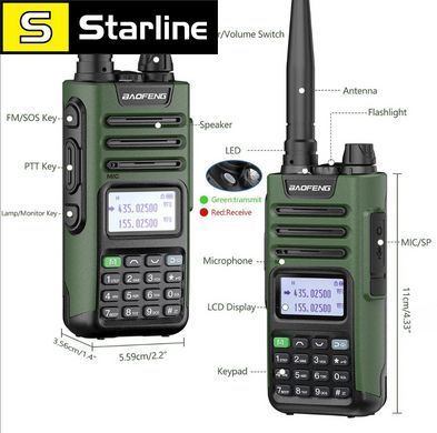 Рація BaoFeng UV-13 PRO V2, 10 Вт, Дводіапазонна, роз'єм usb-c, дальність 30 км &mdash; 15 днів Чорний