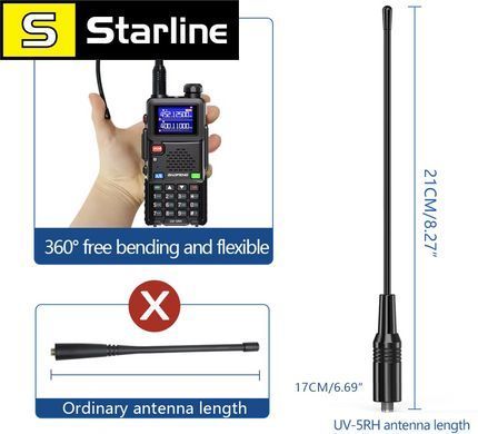 Рація BaoFeng UV 5RH, 15 Вт, Дводіапазонна, роз'єм usb-c, дальність 30 км &mdash; 15 днів Чорний