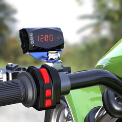 3 в 1 Универсальный вольтметр термометр часы на руль мотоцикла 12V скутера автомобиля квадроцикла компактный