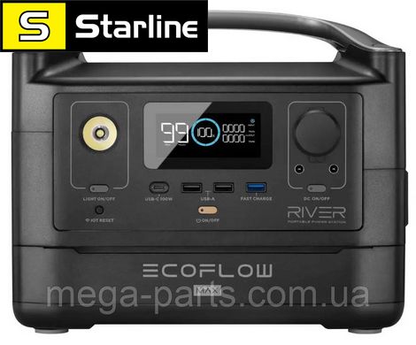 Портативный источник питания EcoFlow RIVER Max WI-FI- CN/Black 600 Wat (1200Wat) 220 Вольт 50Hz Model EF4 Max