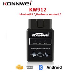 Автосканер Konnwei KW912 OBD 2 ELM327 V1.5 pic18f25k80 Bluetooth 3.0 чорний + CD диск с программами