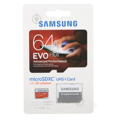 Карта памяти Samsung microSDXC 64 ГБ UHS Speed Class 1 (U1) EVO Plus (MB-MC64DA/RU)