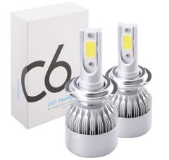 Комплект Led ламп C6 H7 LED лампи HeadLight C6 72 Вт 7600LM 6500К 12V COB