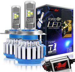 Автомобільні LED ЛІД лампи T1 TURBO LED 70Вт 7000Лм 6000К 8-48v CREE чіп Цоколь H4