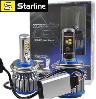 Автомобільні LED ЛІД лампи T1 TURBO LED 70Вт 7000Лм 6000К 8-48v CREE чіп Цоколь H4