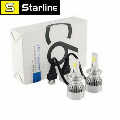 Комплект Led ламп C6 H7 LED лампи HeadLight C6 72 Вт 7600LM 6500К 12V COB