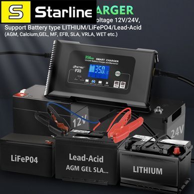Зарядний пристрій HTRC P35 12 V / 24 V 35Aмпер заряджання для акумулятора LiFePo4 Lithium AGM GEL з РК-дисплеєм
