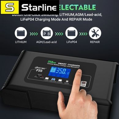 Зарядний пристрій HTRC P35 12 V / 24 V 35Aмпер заряджання для акумулятора LiFePo4 Lithium AGM GEL з РК-дисплеєм