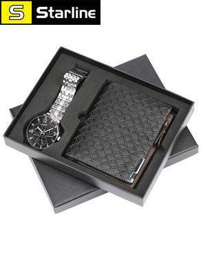 Чоловічий подарунковий набір гаманець портмоне годинник